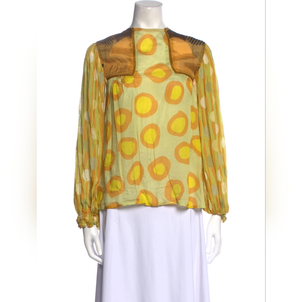 BL^NK LONDON MIRANDA PEASANT BOHO Yellow Patterned Women's Top BLIUSE . - Picture 6 of 15